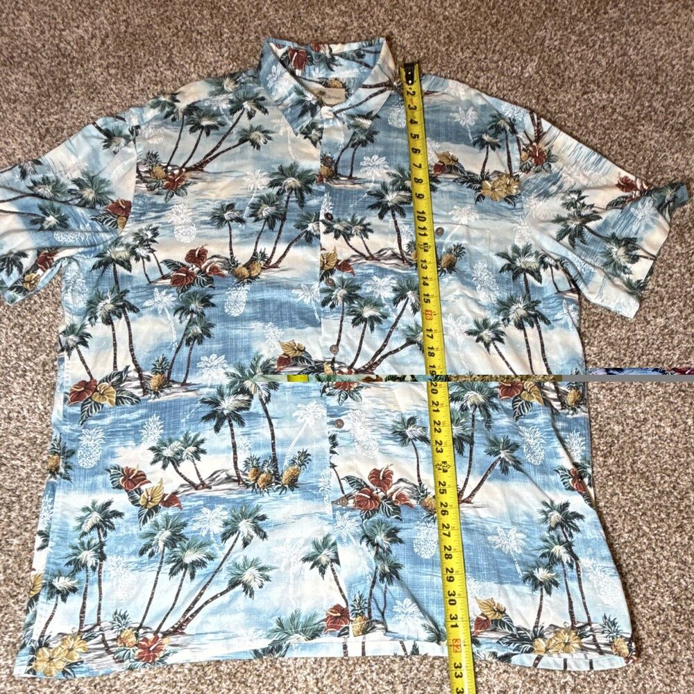 Island Shores Men's XL Blue Tropical Hawaiian Short Sleeve Button-Up - Picture 6 of 6